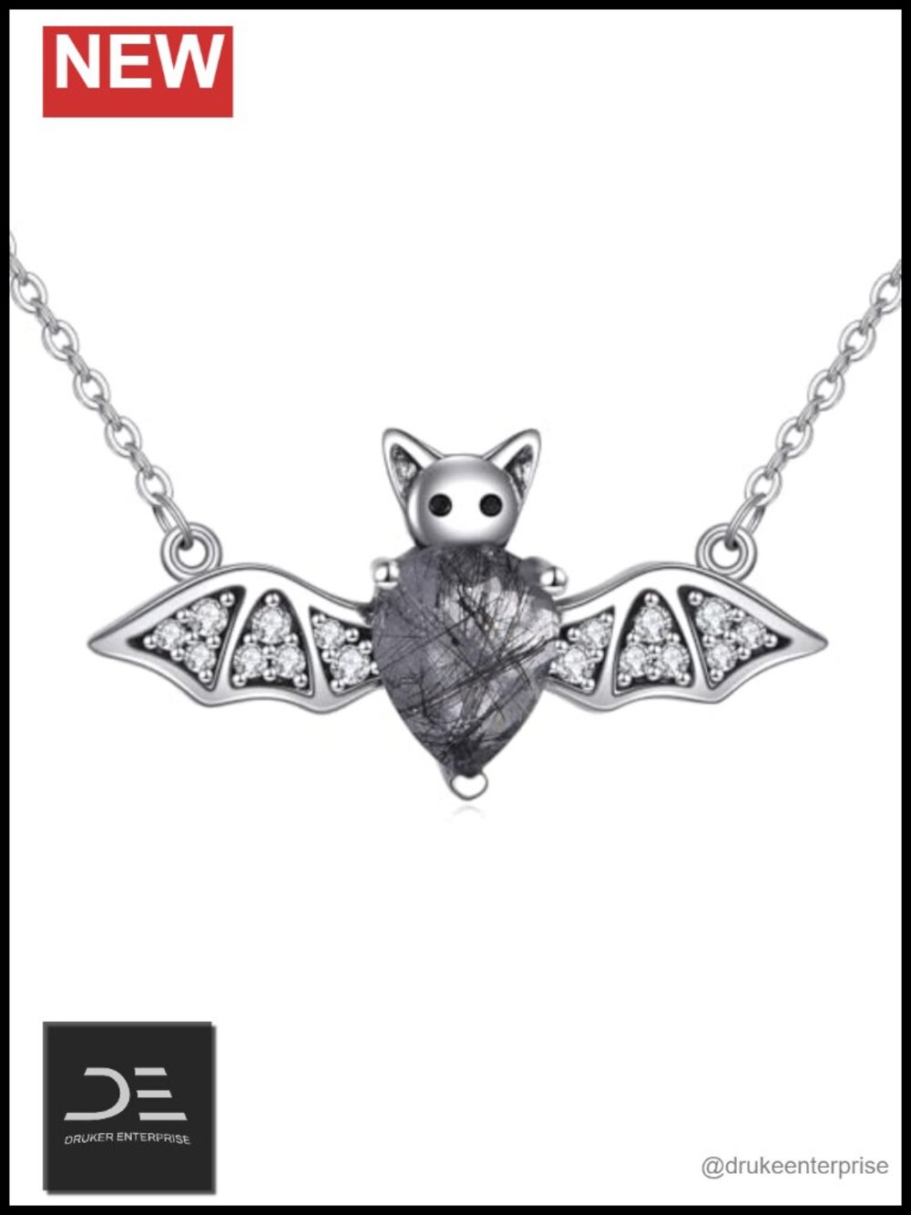 Sterling Silver Bat Necklace Gothic Pendant Jewelry